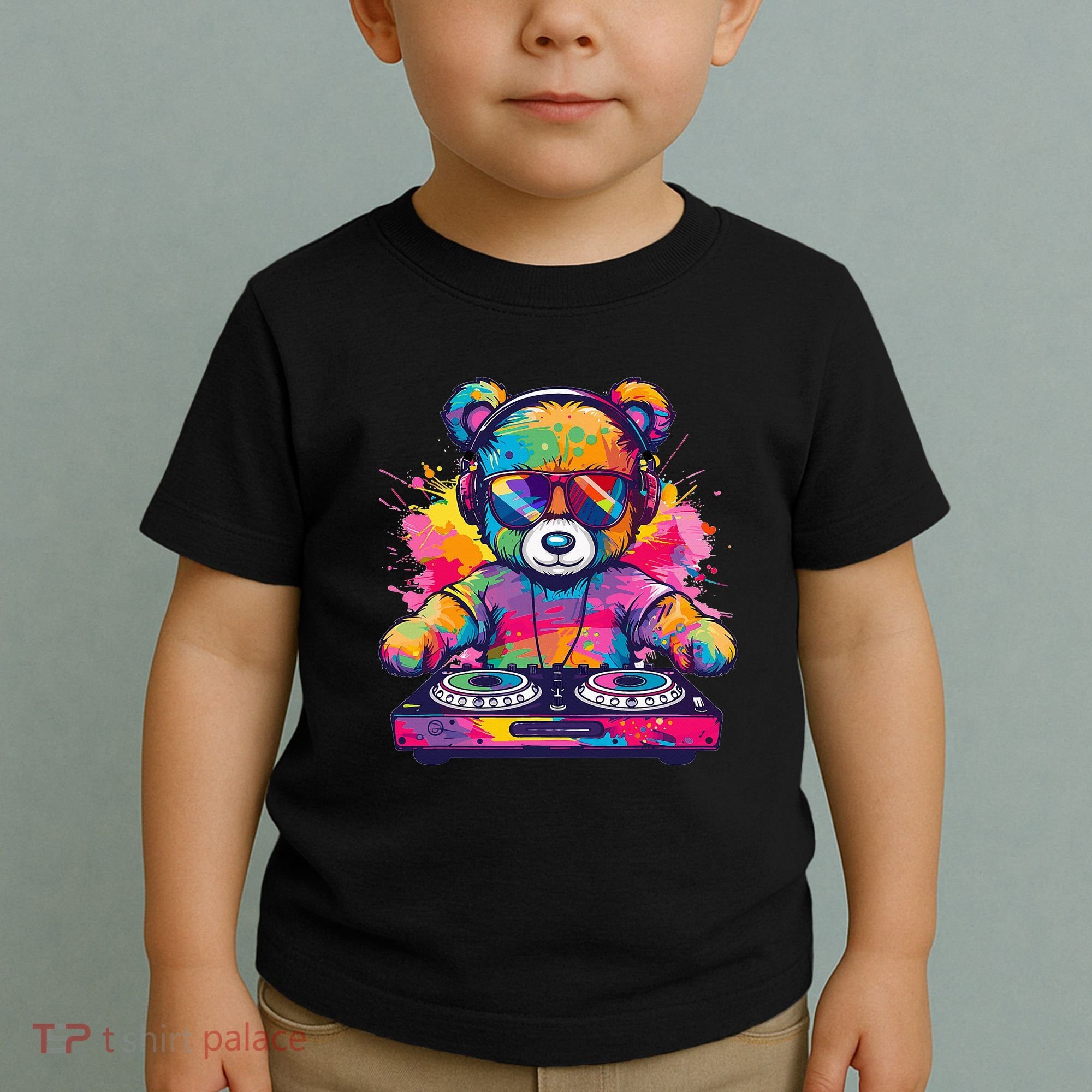 Cartoon Teddy Dj Toddler T-Shirt