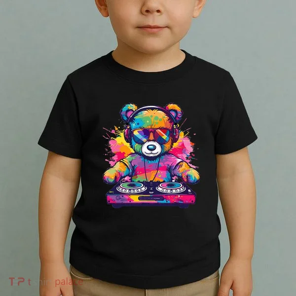 Cartoon Teddy Dj Toddler T-Shirt