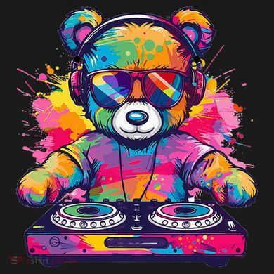 Cartoon Teddy Dj Women's Long Sleeve Shirt