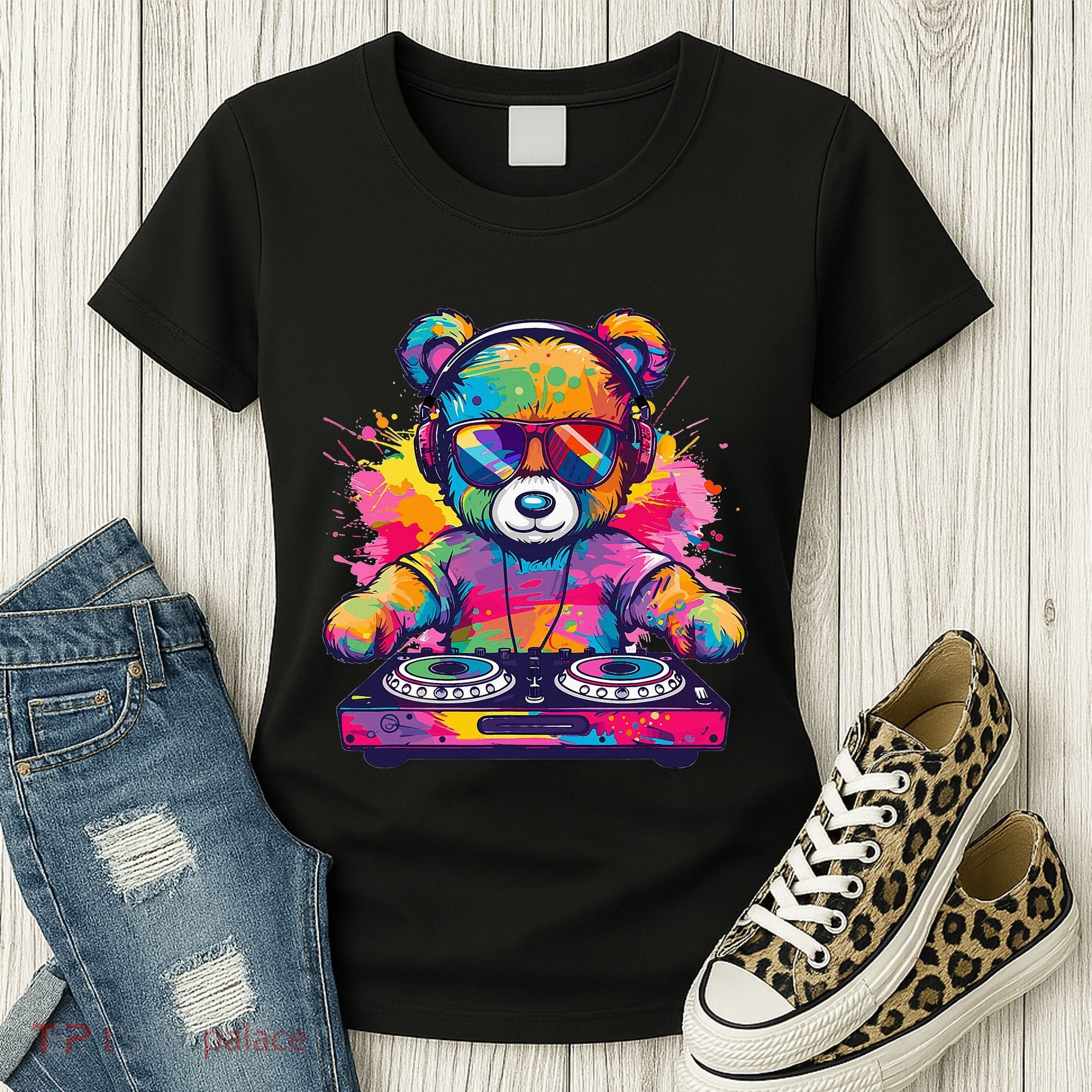 Cartoon Teddy Dj Women's T-Shirt