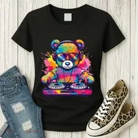 Cartoon Teddy Dj Women's T-Shirt thumb 3