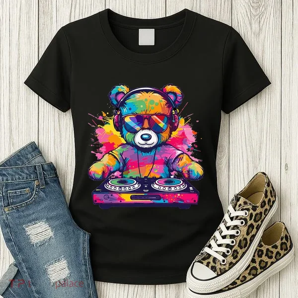 Cartoon Teddy Dj Women's T-Shirt