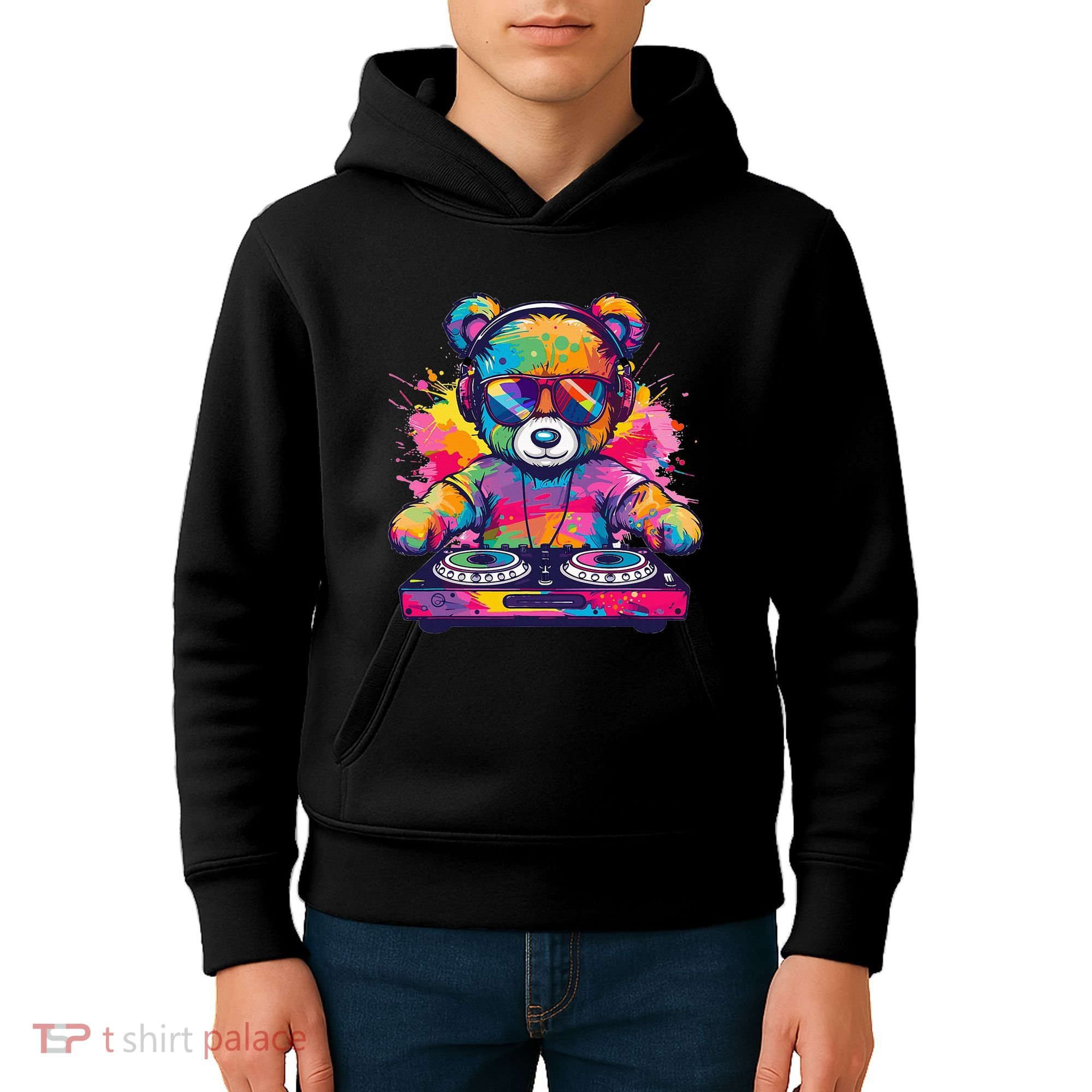 Cartoon Teddy Dj Kids Hoodie