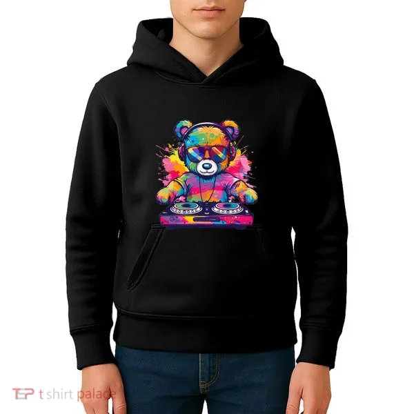Cartoon Teddy Dj Kids Hoodie
