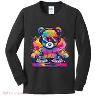 Cartoon Teddy Dj Kids Long Sleeve Shirt thumb 0