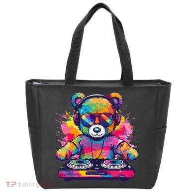 Cartoon Teddy Dj Tote Bag