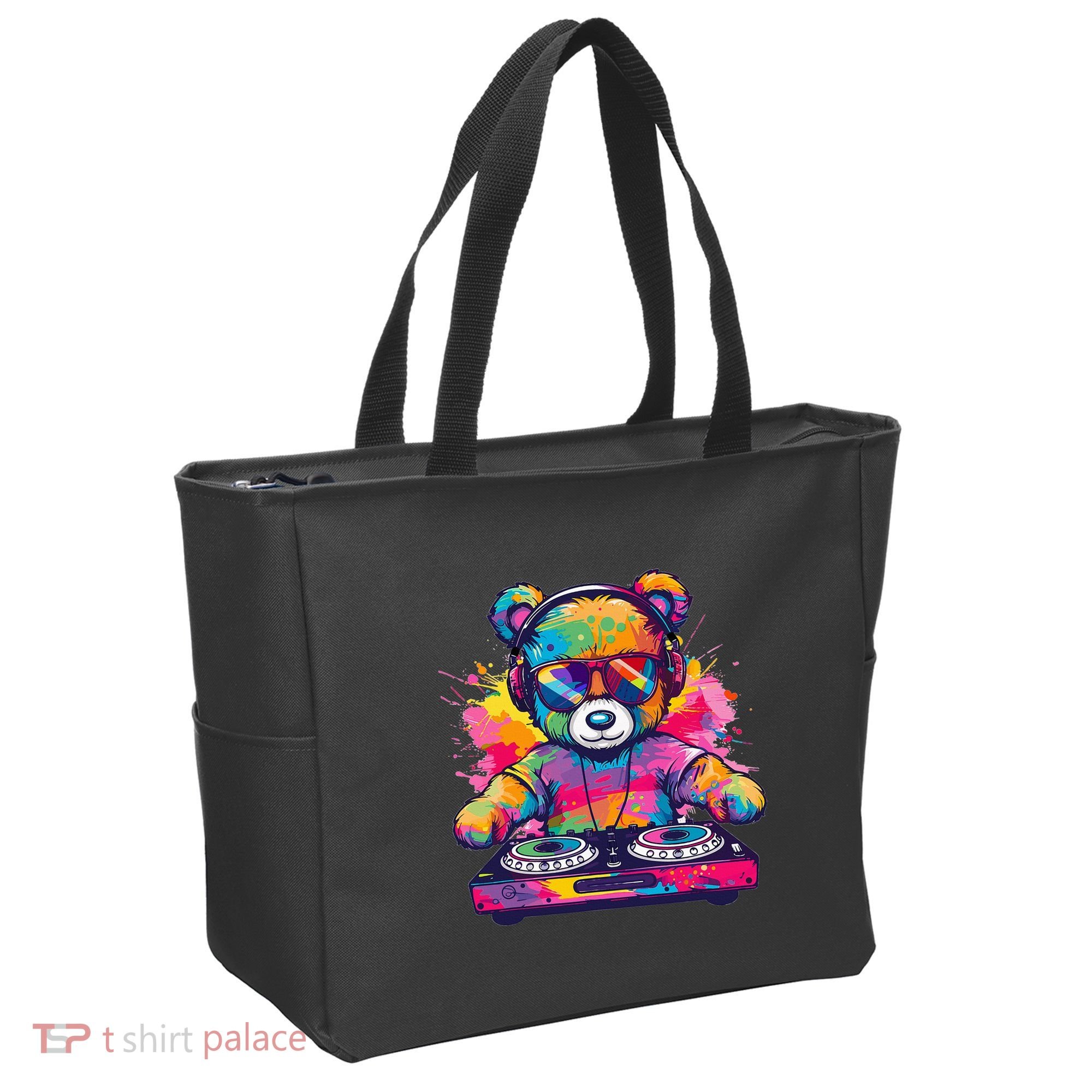 Cartoon Teddy Dj Tote Bag