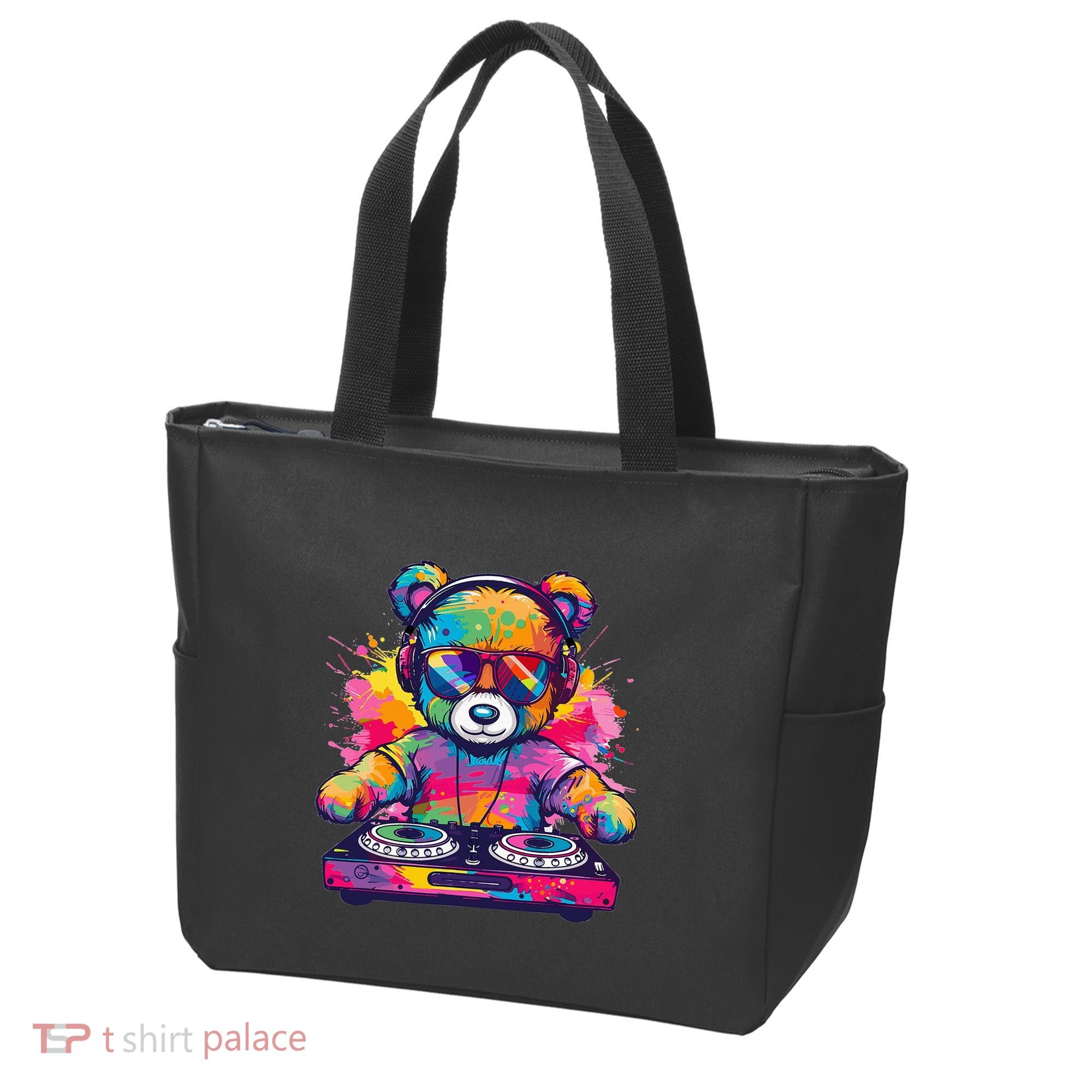 Cartoon Teddy Dj Tote Bag