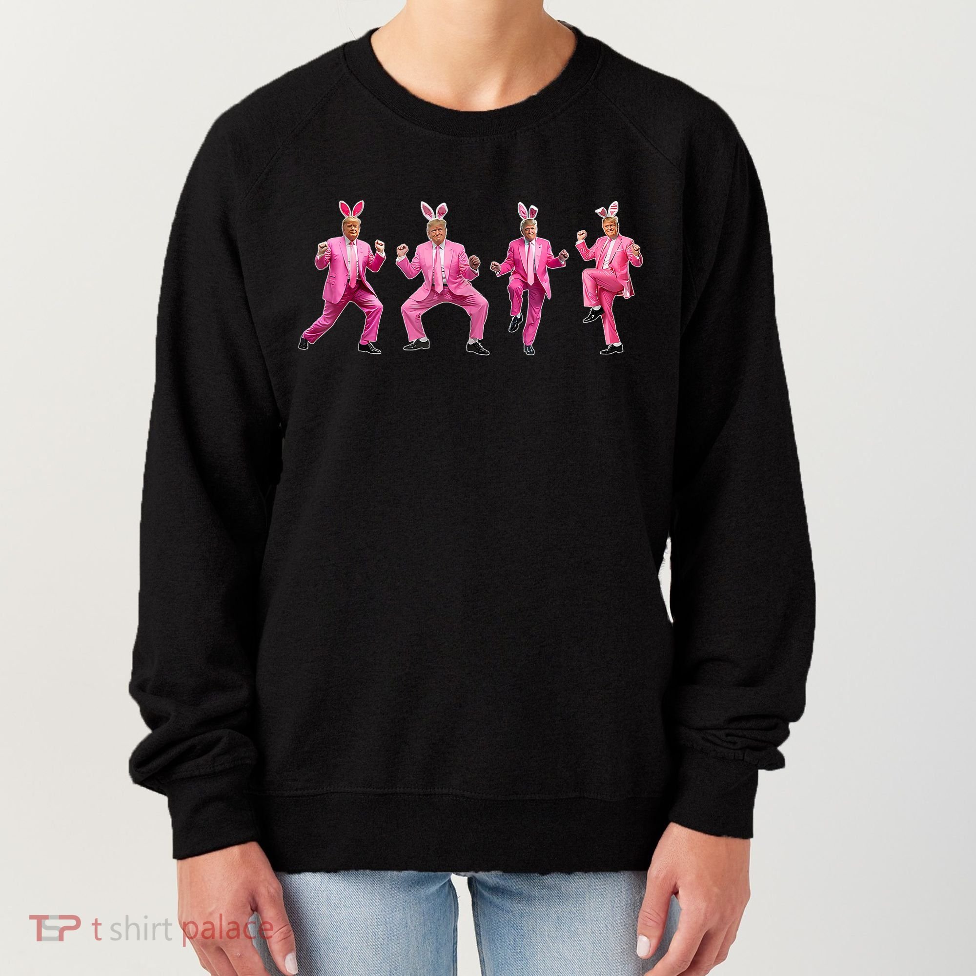 Cute Trump Dance Easter Day Bunny Funny Trump Easter Day Women's Sweatshirt