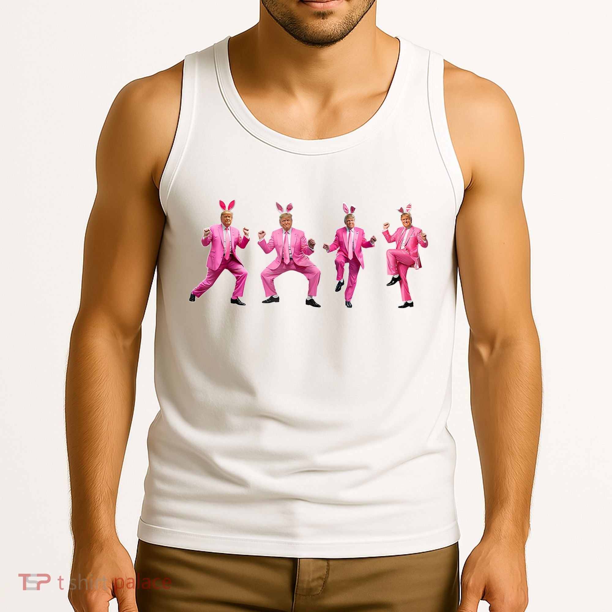 Cute Trump Dance Easter Day Bunny Funny Trump Easter Day Tank Top