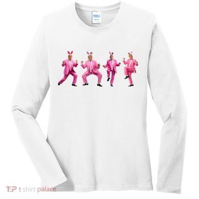 Cute Trump Dance Easter Day Bunny Funny Trump Easter Day Women's Long Sleeve Shirt