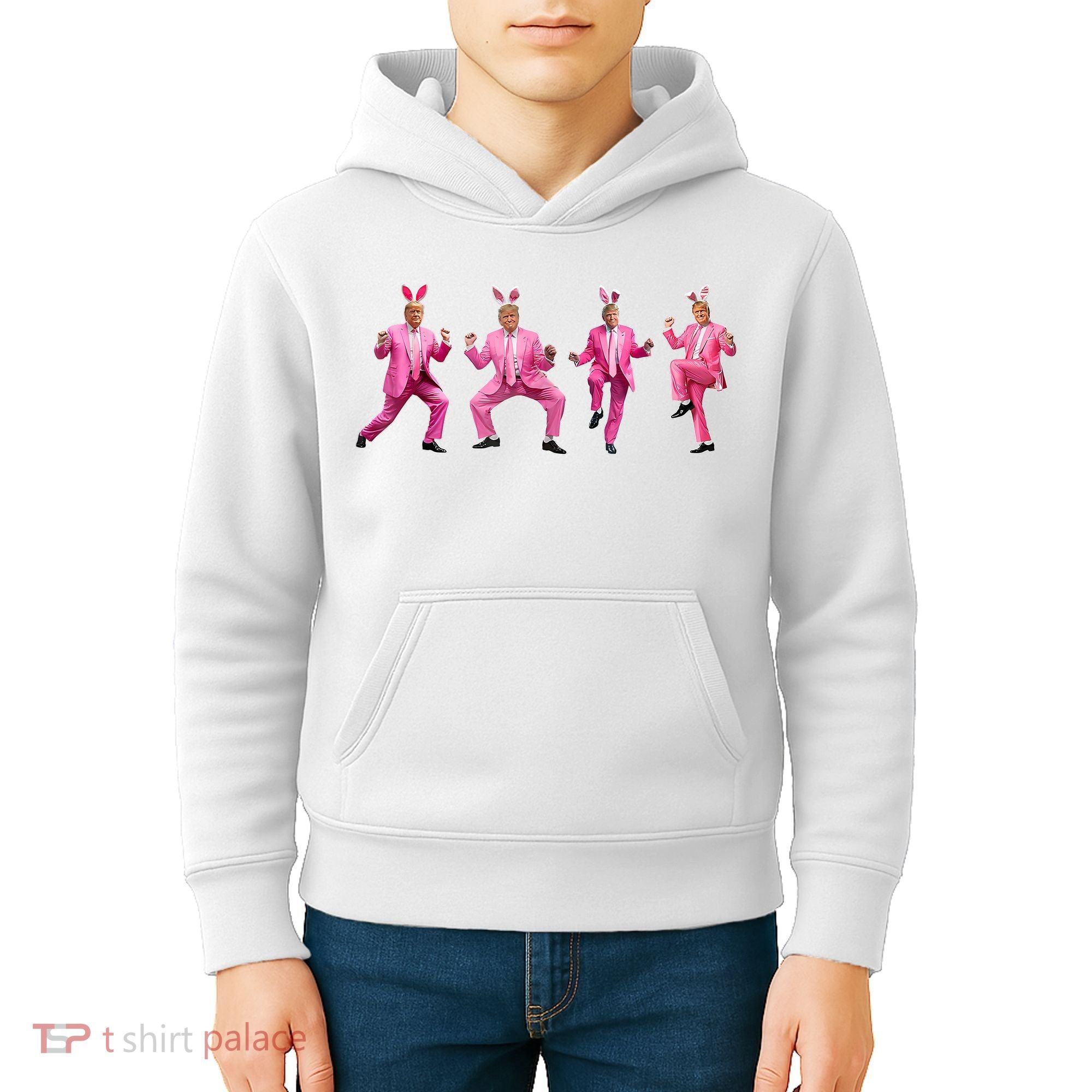 Cute Trump Dance Easter Day Bunny Funny Trump Easter Day Kids Hoodie