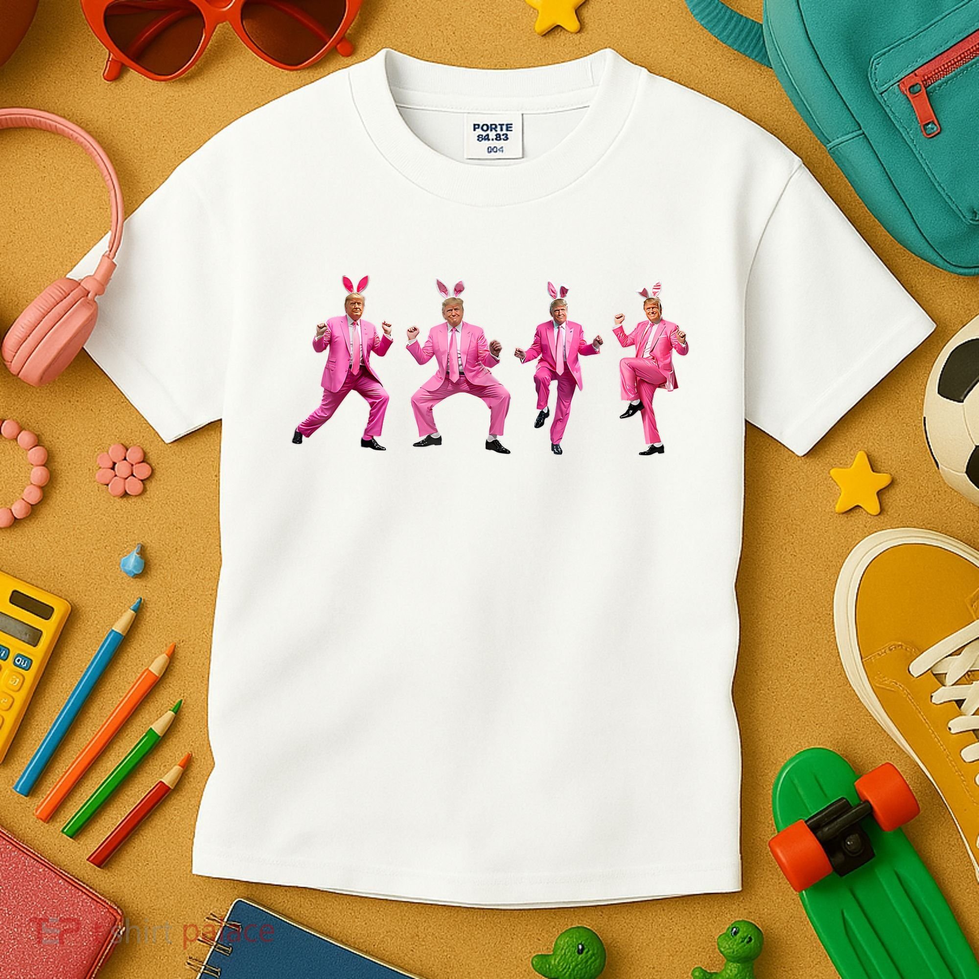 Cute Trump Dance Easter Day Bunny Funny Trump Easter Day Kids T-Shirt