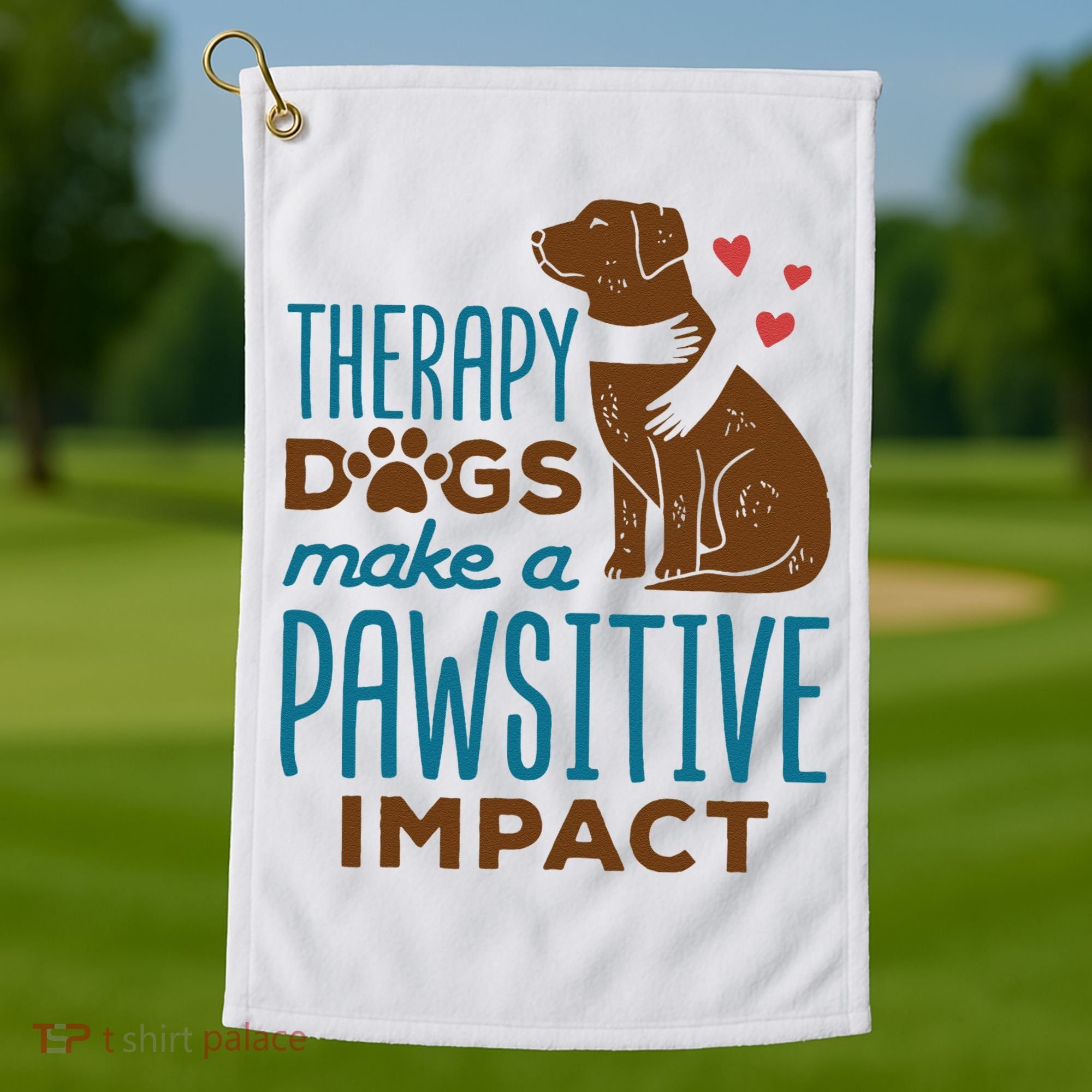 Cute Therapy Dogs Make A Pawsitive Impact Therapy Dog Team Golf Towel