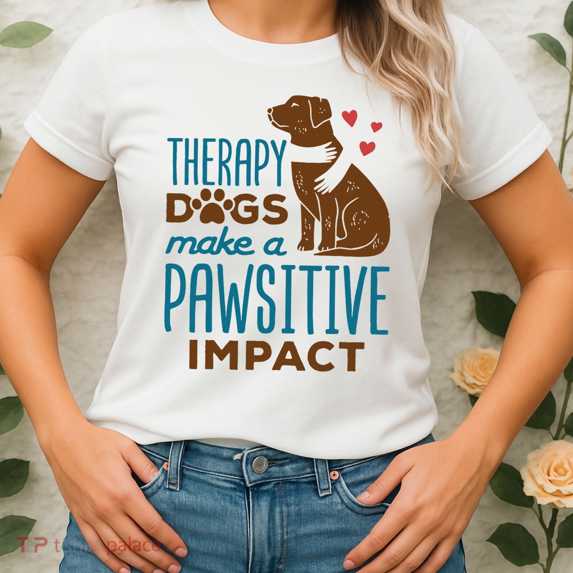 Cute Therapy Dogs Make A Pawsitive Impact Therapy Dog Team Women's T-Shirt