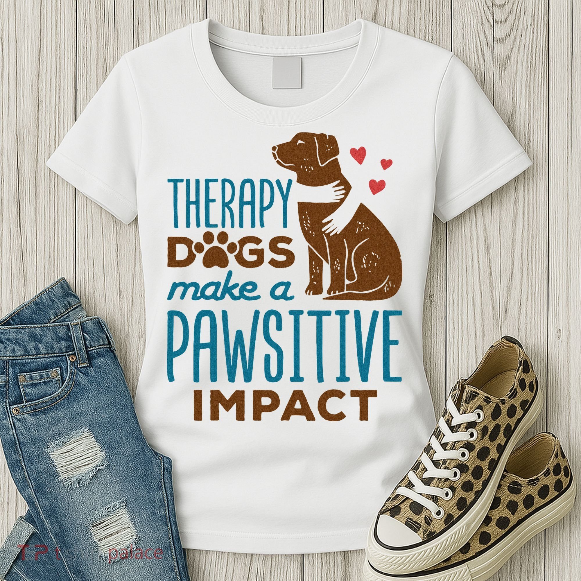 Cute Therapy Dogs Make A Pawsitive Impact Therapy Dog Team Women's T-Shirt