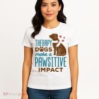 Cute Therapy Dogs Make A Pawsitive Impact Therapy Dog Team Women's T-Shirt thumb 4