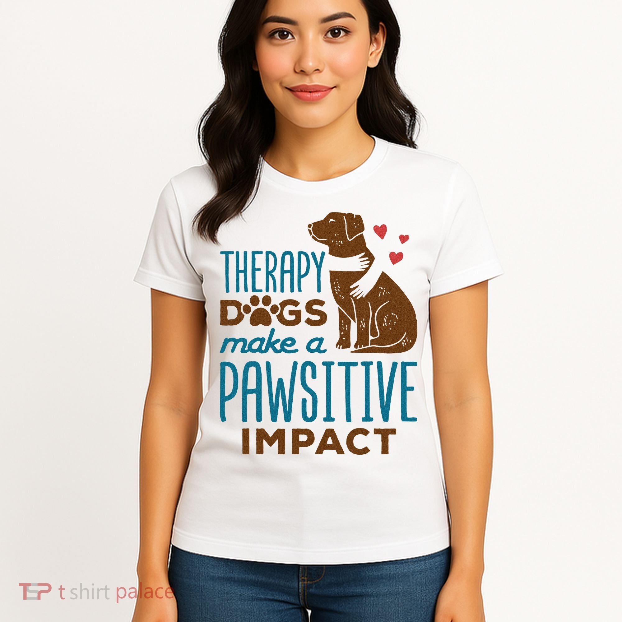 Cute Therapy Dogs Make A Pawsitive Impact Therapy Dog Team Women's T-Shirt