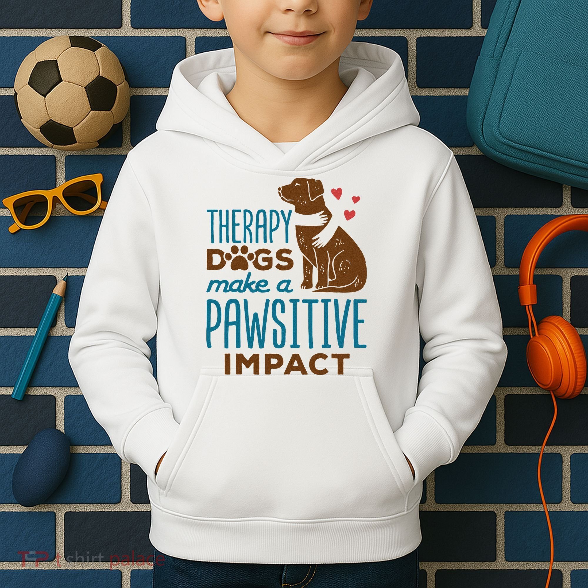 Cute Therapy Dogs Make A Pawsitive Impact Therapy Dog Team Kids Hoodie