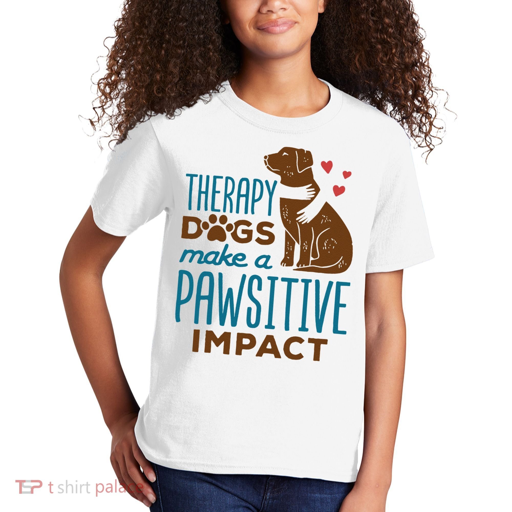 Cute Therapy Dogs Make A Pawsitive Impact Therapy Dog Team Kids T-Shirt