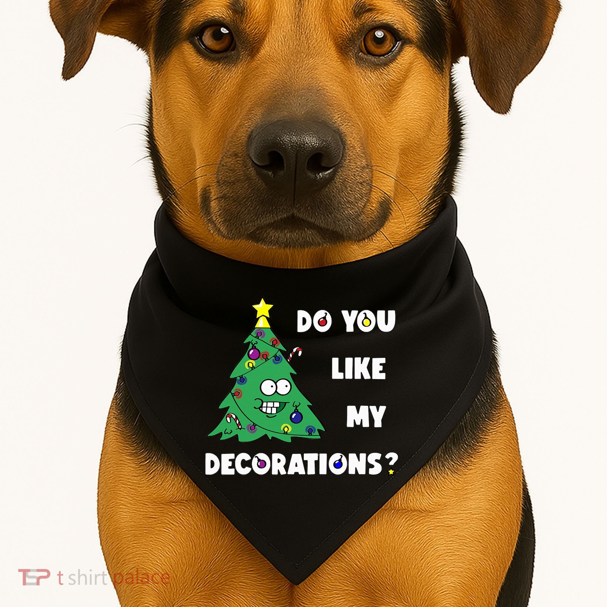 Christmas Tree Do You Like My Decorations Xmas Lights USA-Made Doggie Bandana