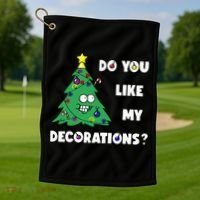 Christmas Tree Do You Like My Decorations Xmas Lights Golf Towel thumb 1