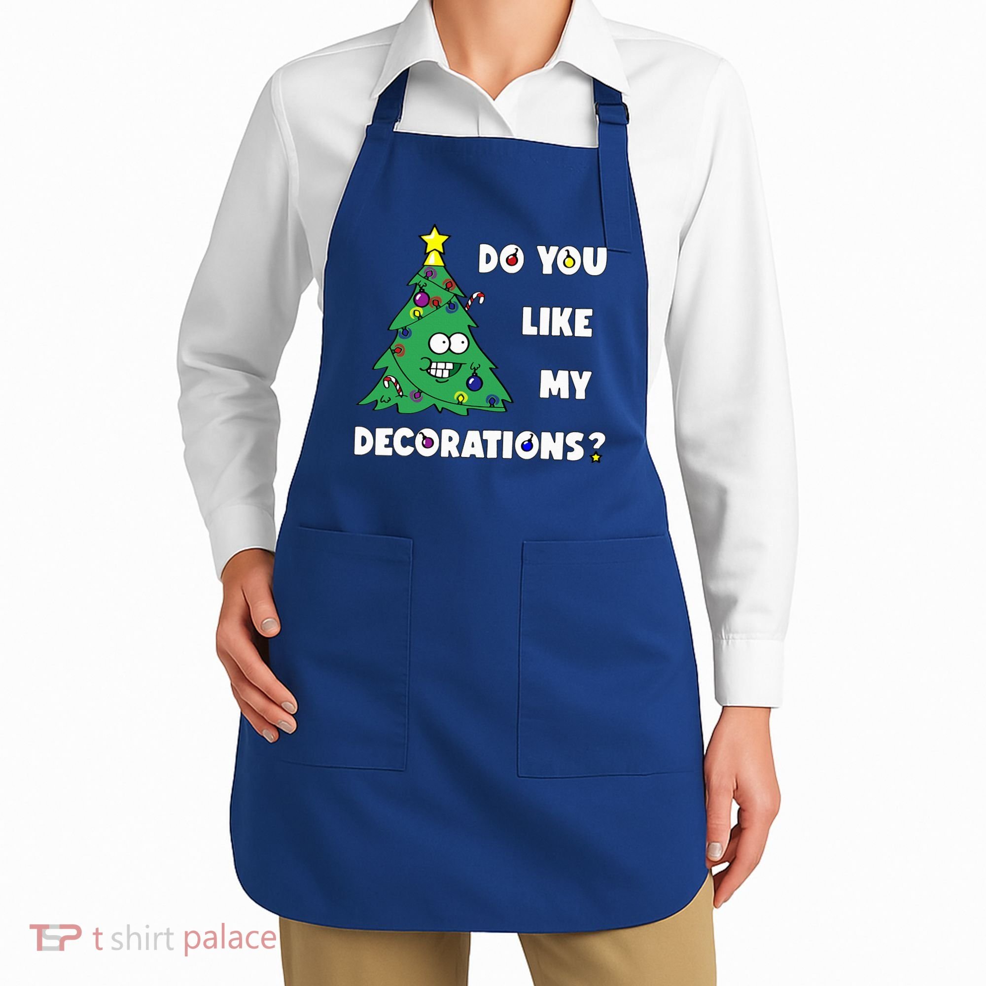 Christmas Tree Do You Like My Decorations Xmas Lights Apron