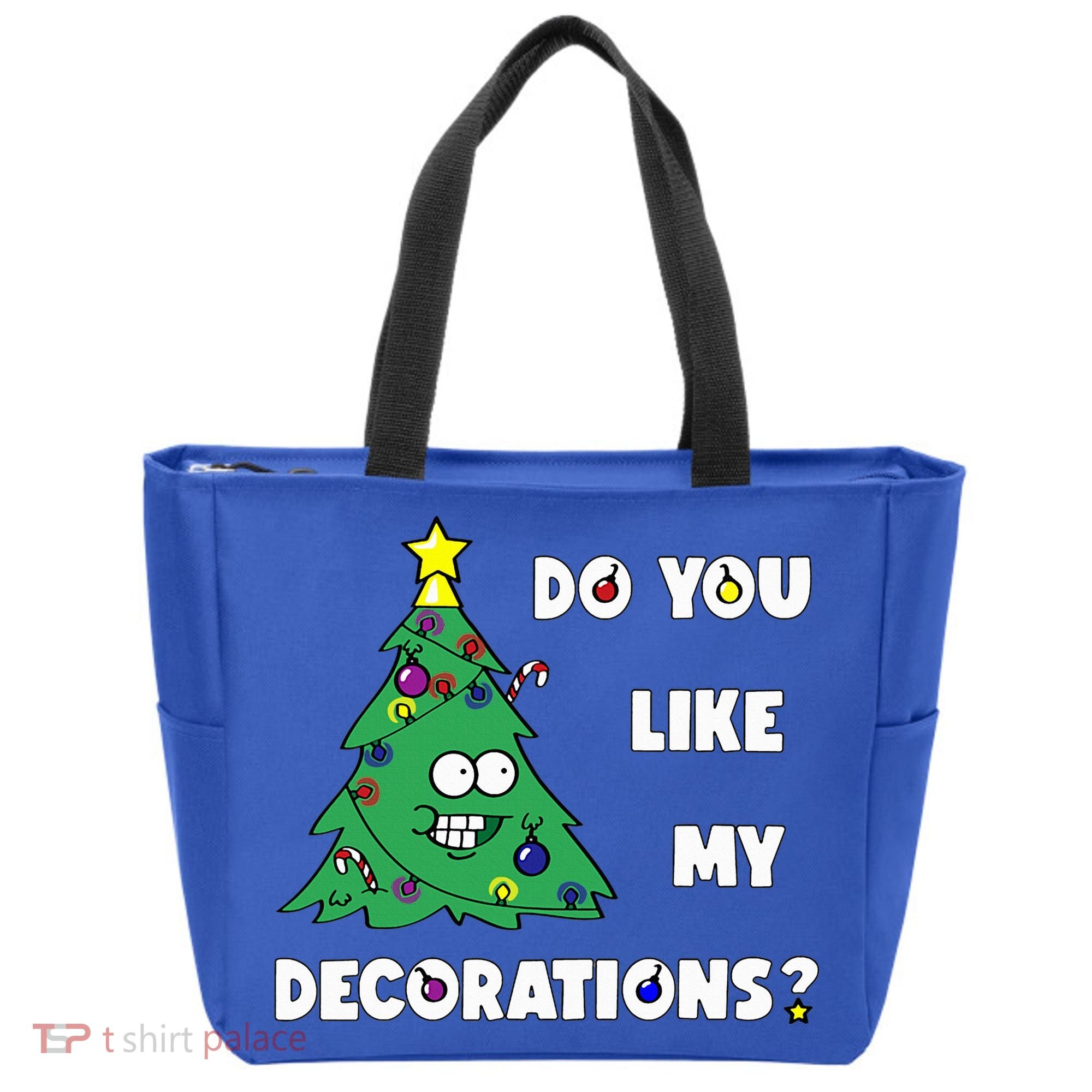 Christmas Tree Do You Like My Decorations Xmas Lights Tote Bag