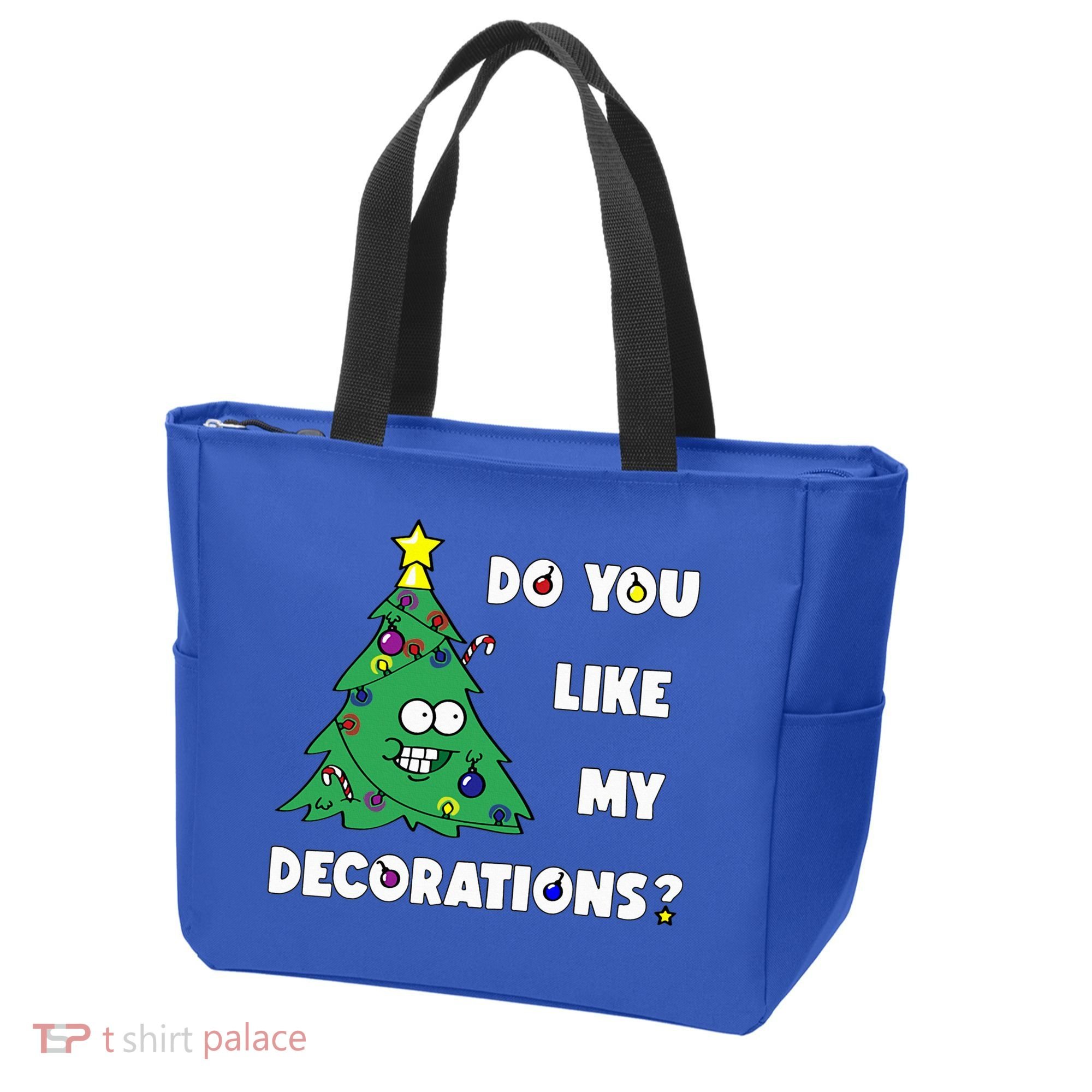 Christmas Tree Do You Like My Decorations Xmas Lights Tote Bag