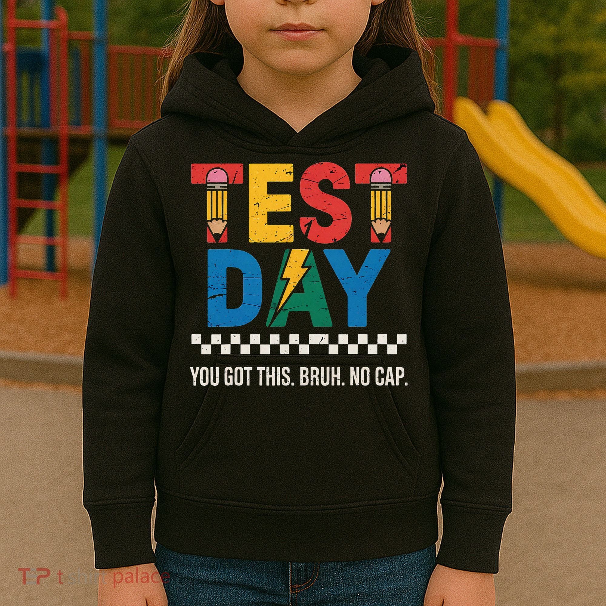Crush Test Day You Got This Bruh No Cap Kids Hoodie