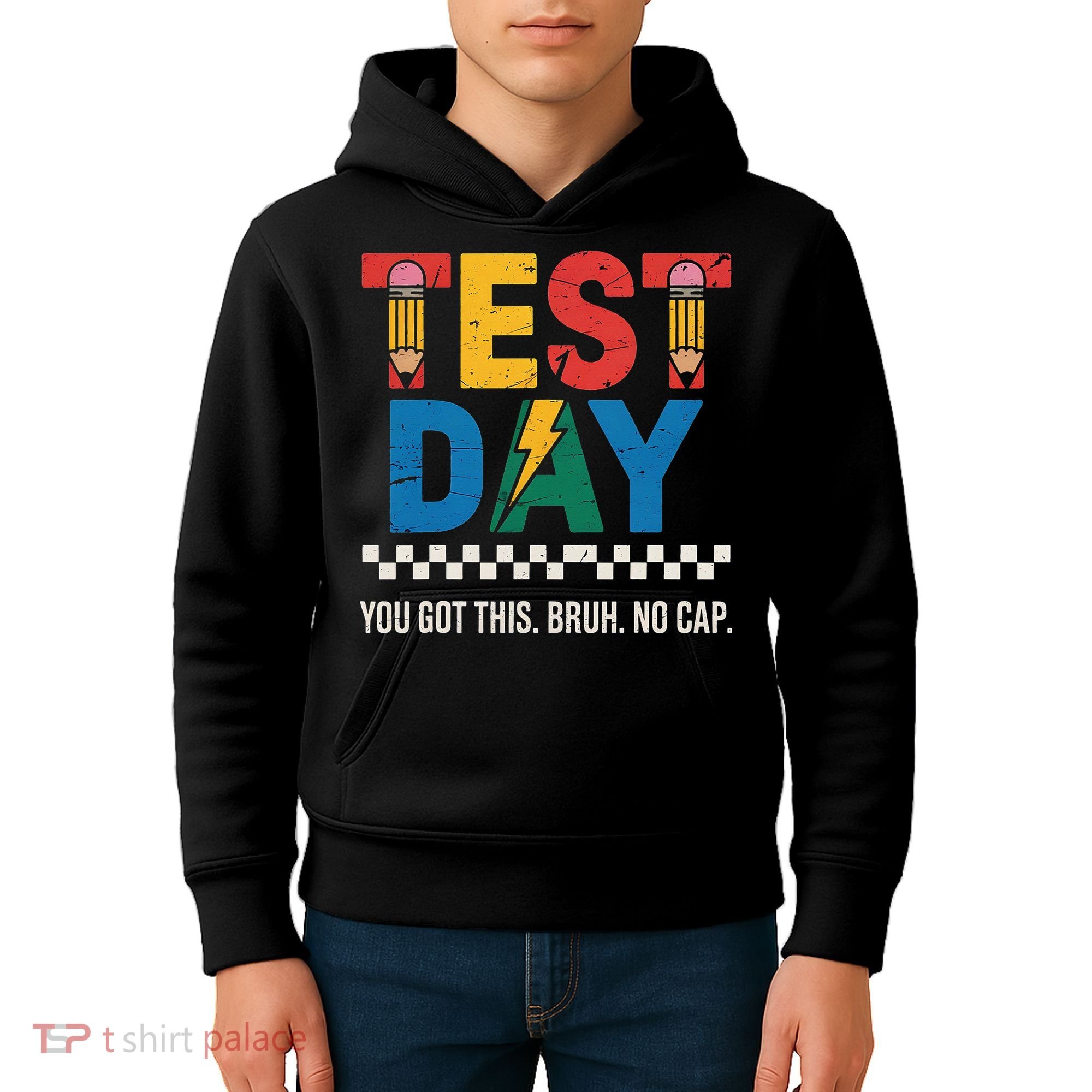 Crush Test Day You Got This Bruh No Cap Kids Hoodie