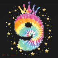 Colorful Tie Dye 9 Year Old Girl 9th Birthday Gifts T-Shirt thumb 7