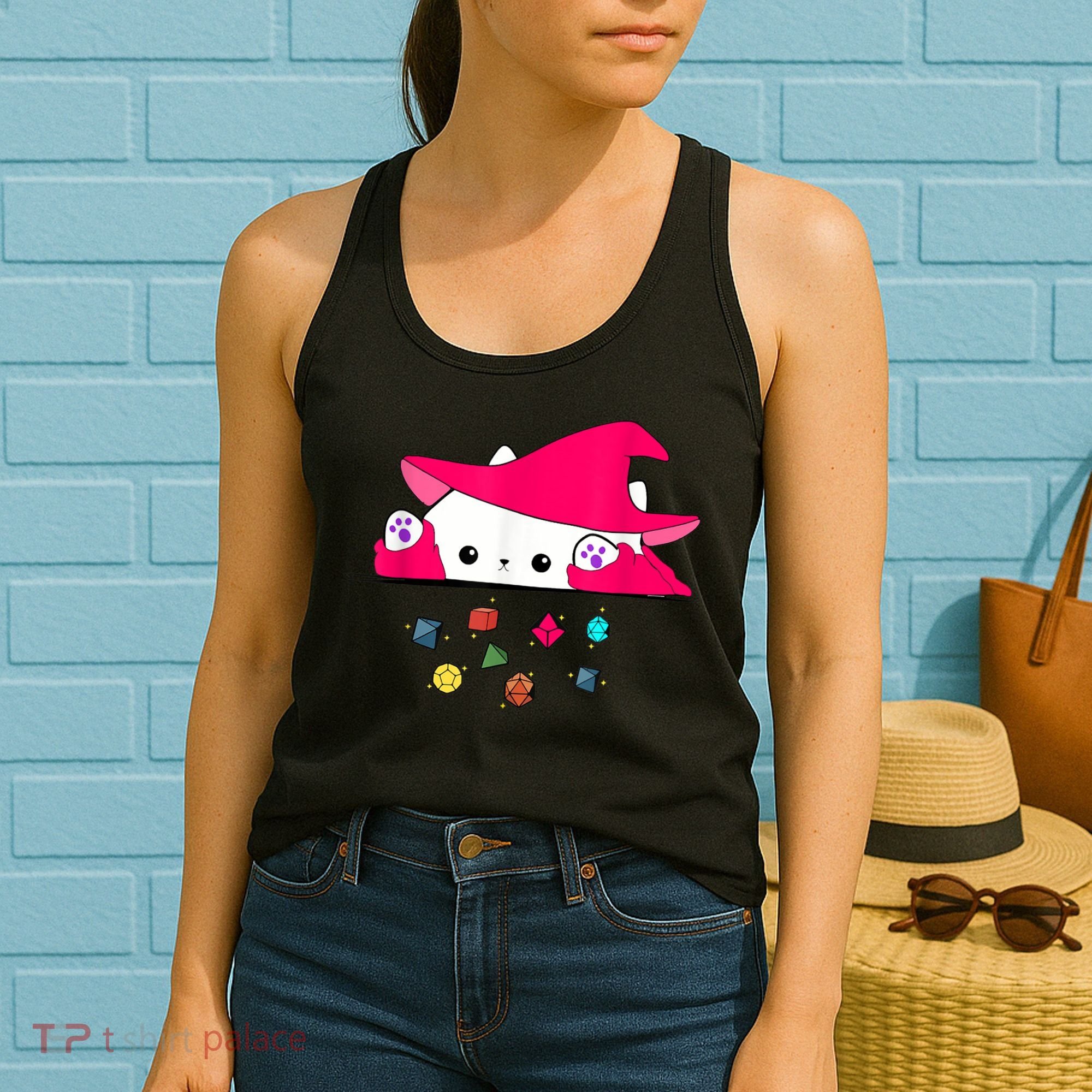 Cat Throwing Dice Tabletop Games Women's Tank Top