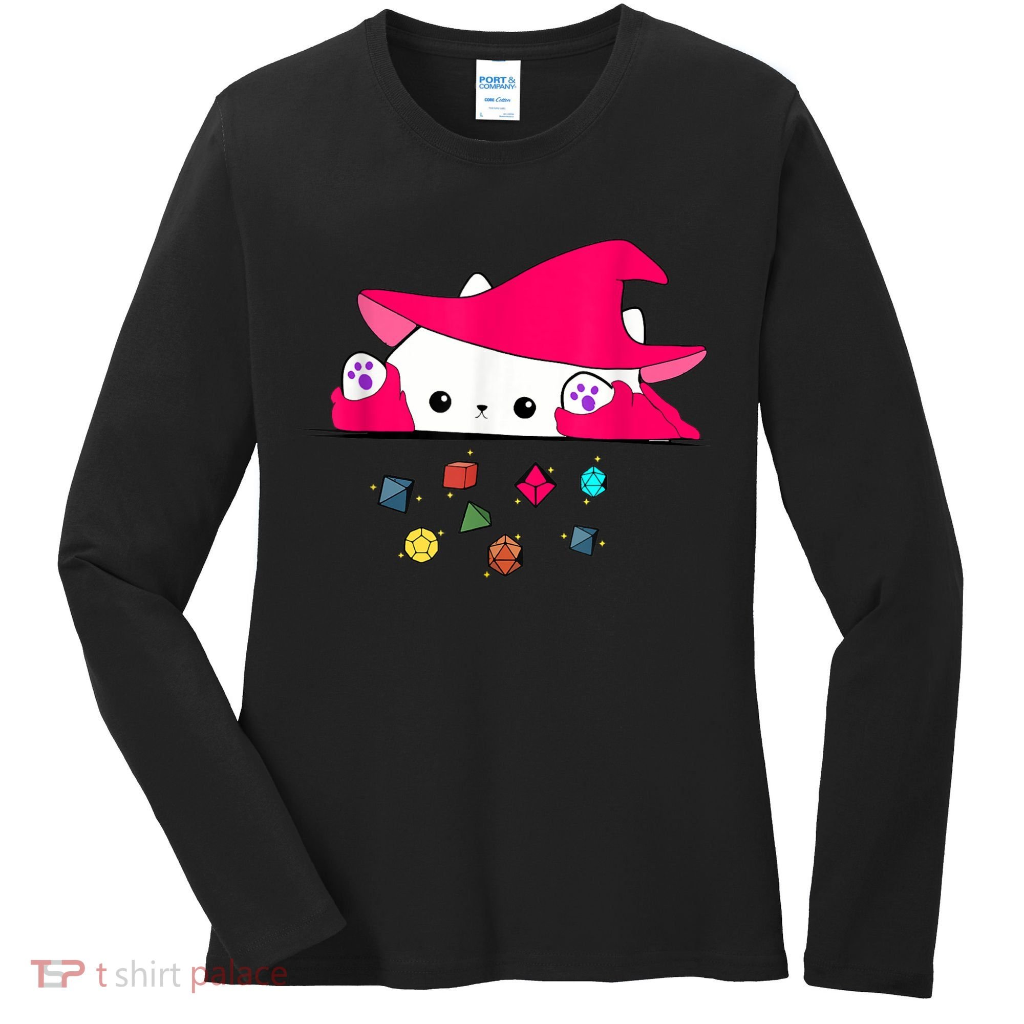 Cat Throwing Dice Tabletop Games Women's Long Sleeve Shirt