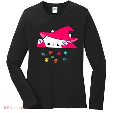 Cat Throwing Dice Tabletop Games Women's Long Sleeve Shirt