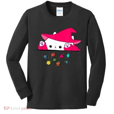 Cat Throwing Dice Tabletop Games Kids Long Sleeve Shirt