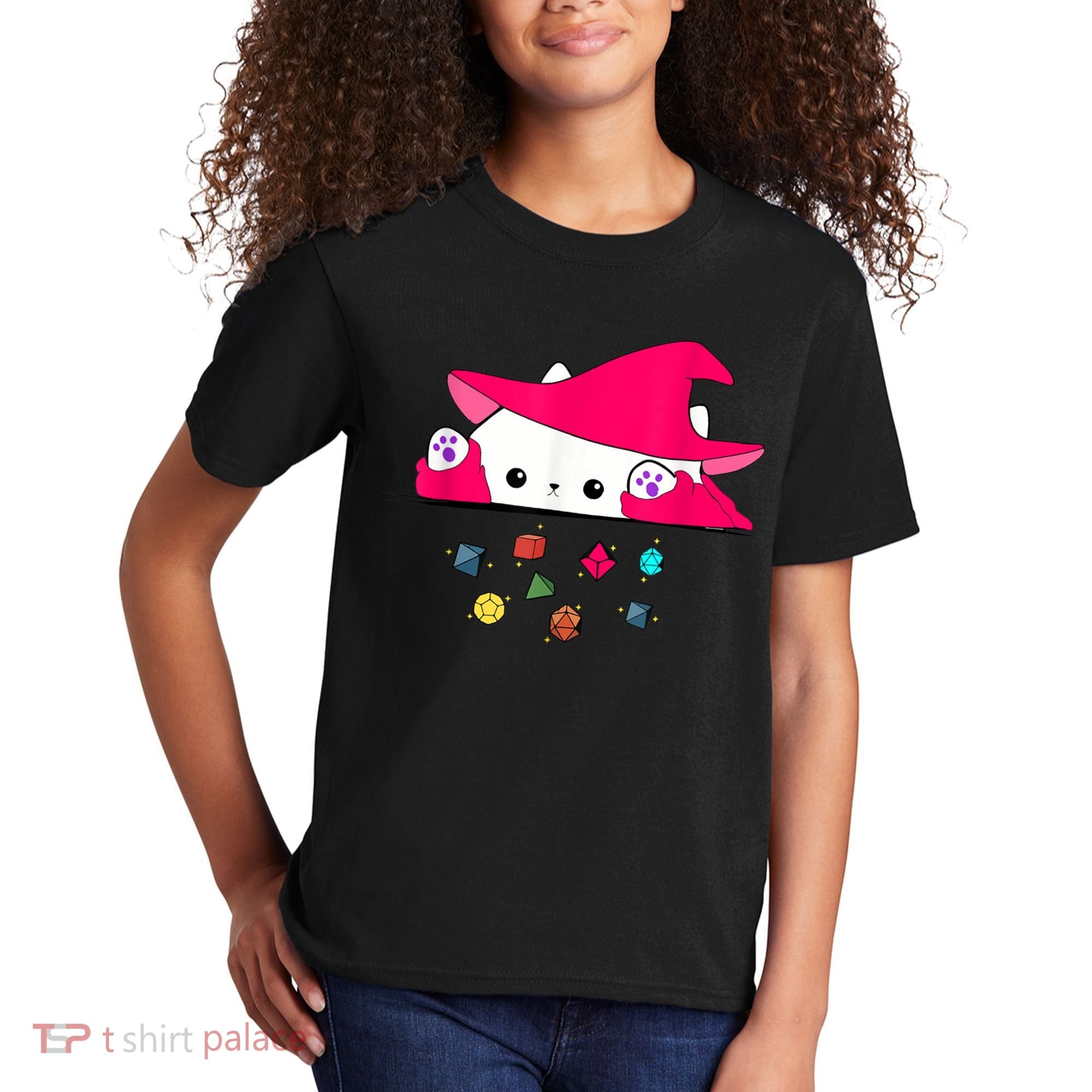 Cat Throwing Dice Tabletop Games Kids T-Shirt