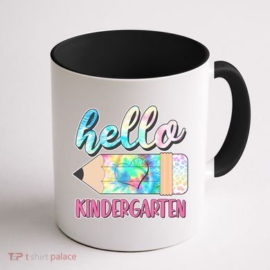 Cute Tie Dye Pencil Hello Kindergarten Coffee Mug back