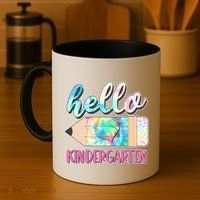 Cute Tie Dye Pencil Hello Kindergarten Coffee Mug thumb 4