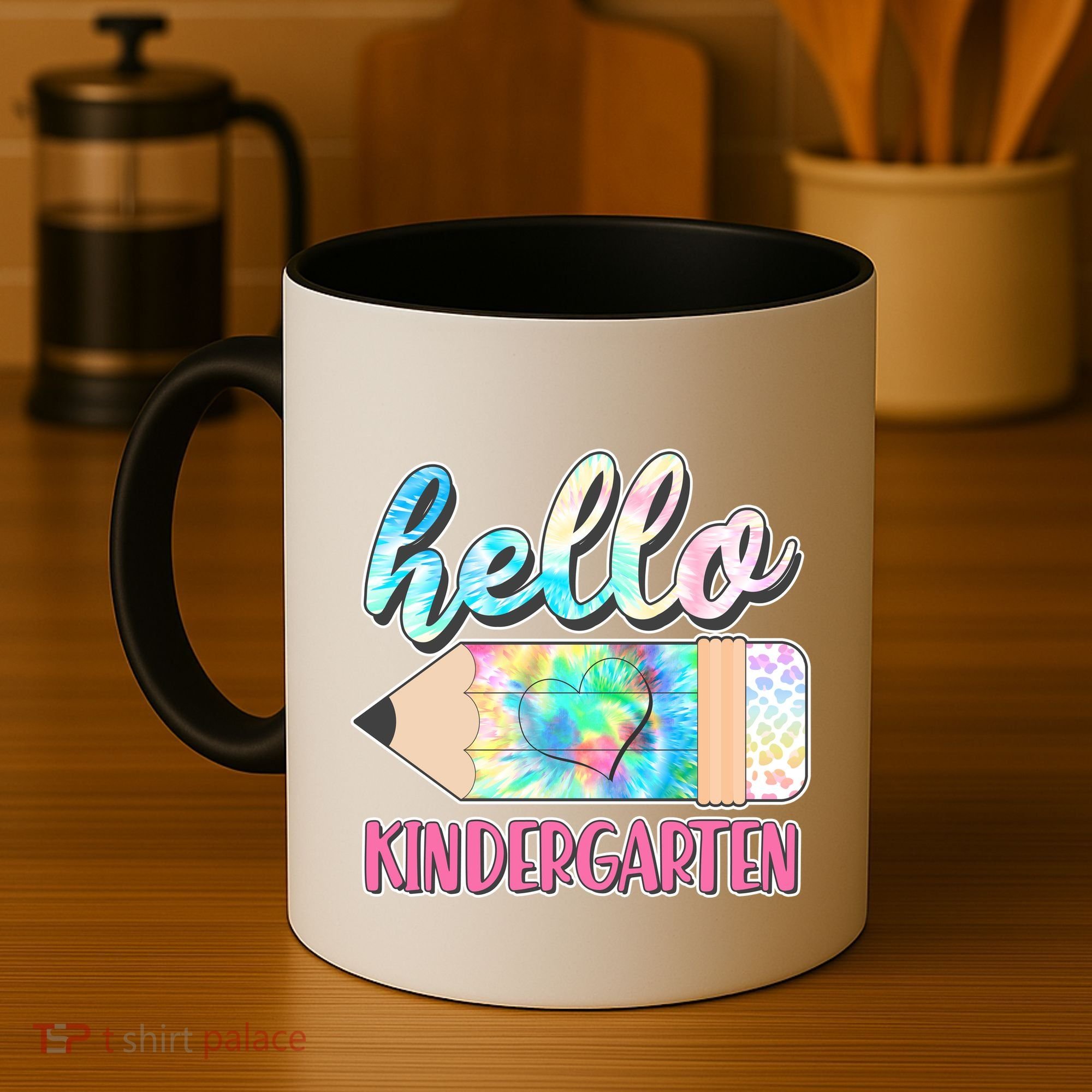 Cute Tie Dye Pencil Hello Kindergarten Coffee Mug