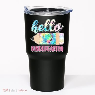 Cute Tie Dye Pencil Hello Kindergarten Tumbler