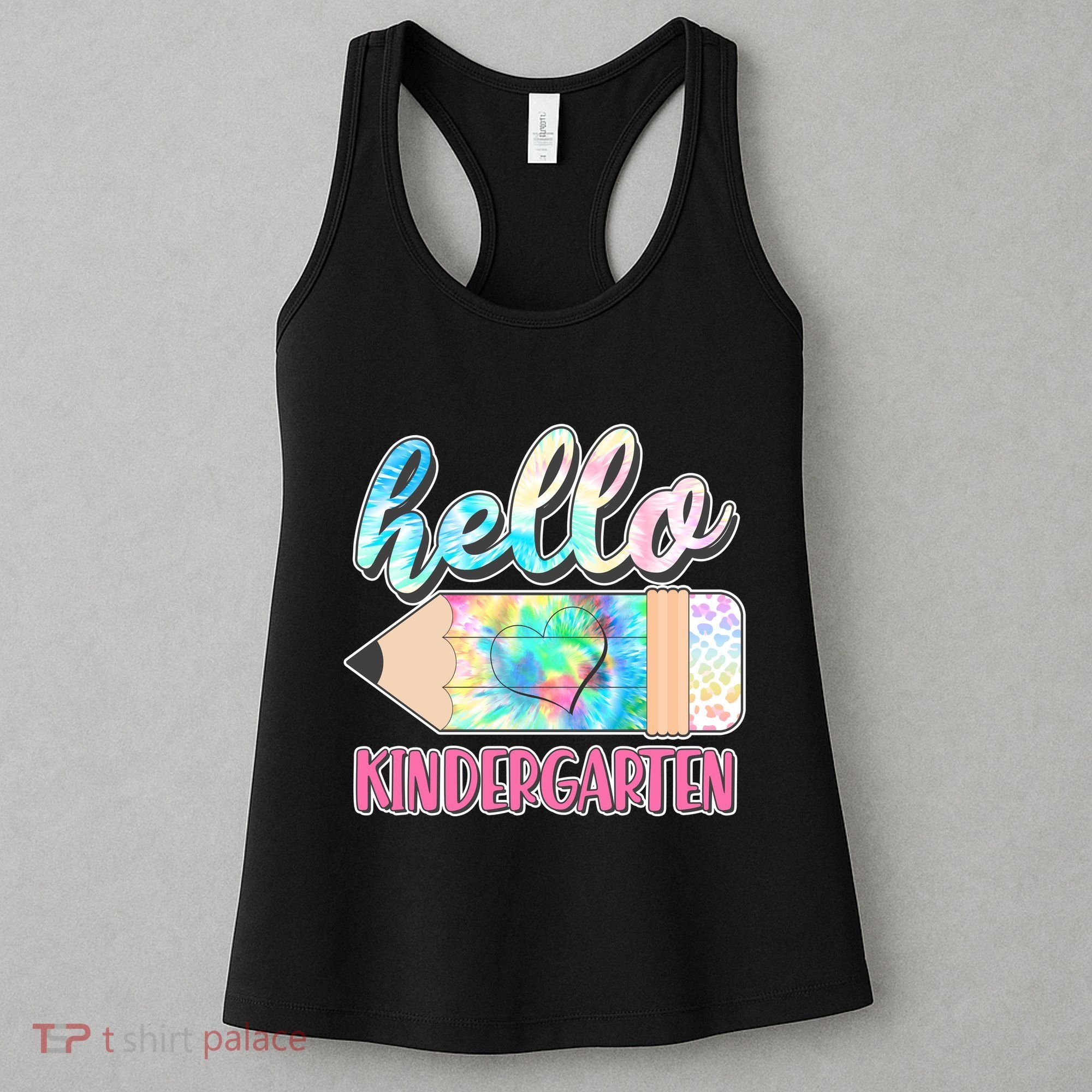 Cute Tie Dye Pencil Hello Kindergarten Women's Tank Top
