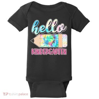 Cute Tie Dye Pencil Hello Kindergarten Baby Bodysuit