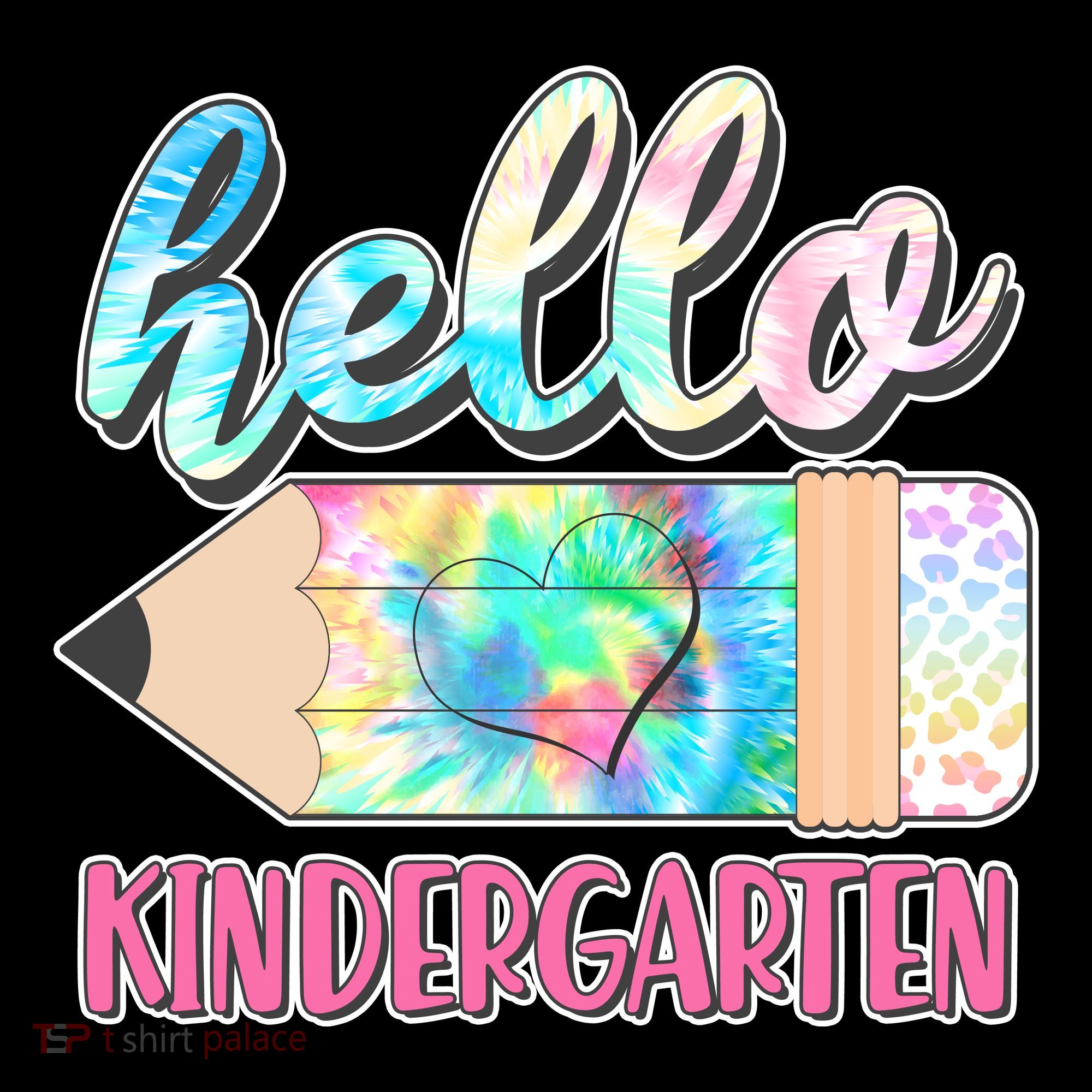 Cute Tie Dye Pencil Hello Kindergarten Baby Bodysuit