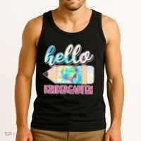 Cute Tie Dye Pencil Hello Kindergarten Tank Top thumb 3