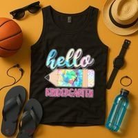 Cute Tie Dye Pencil Hello Kindergarten Tank Top thumb 4