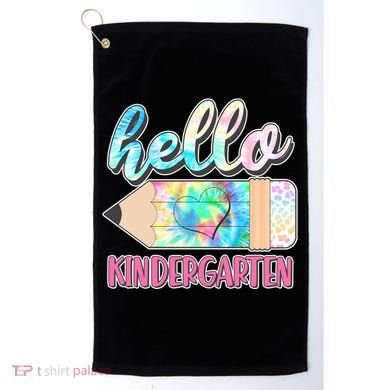 Cute Tie Dye Pencil Hello Kindergarten Golf Towel