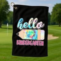 Cute Tie Dye Pencil Hello Kindergarten Golf Towel thumb 1