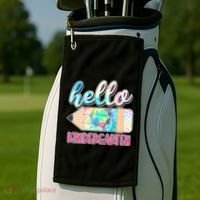 Cute Tie Dye Pencil Hello Kindergarten Golf Towel thumb 2