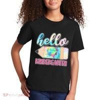 Cute Tie Dye Pencil Hello Kindergarten Kids T-Shirt thumb 2